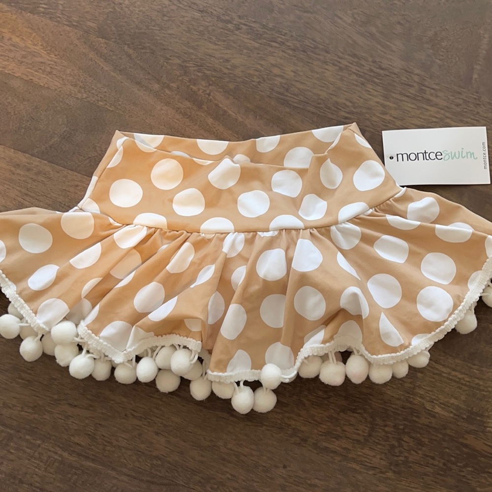 Montce Polka Dot Pom High Rise Skirt Small